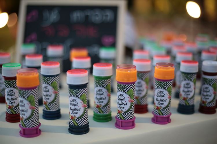 רעיון מקסים: בועות סבון ממותגות, החתונה של מעיין צ'מסי ותומר חפץ (צילום: עידן כנפי)