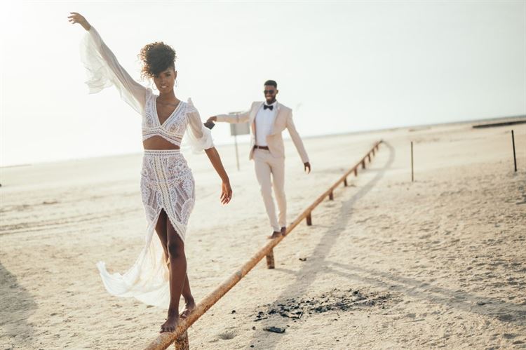 נוי ואהרון מלקמו ביום החתונה (צילום: שיצו צלמים)