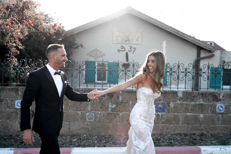 בר וגל ביום החתונה שלהם (צילום: רון קובי)